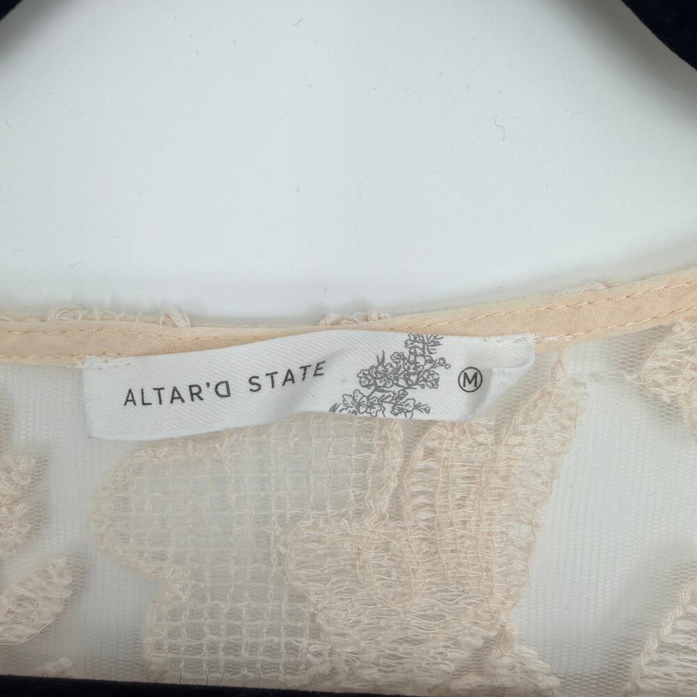 Altar’d State Cream Sheer Rosemary Lace Ethereal Tunic Top Womens Medium - Picture 7 of 13